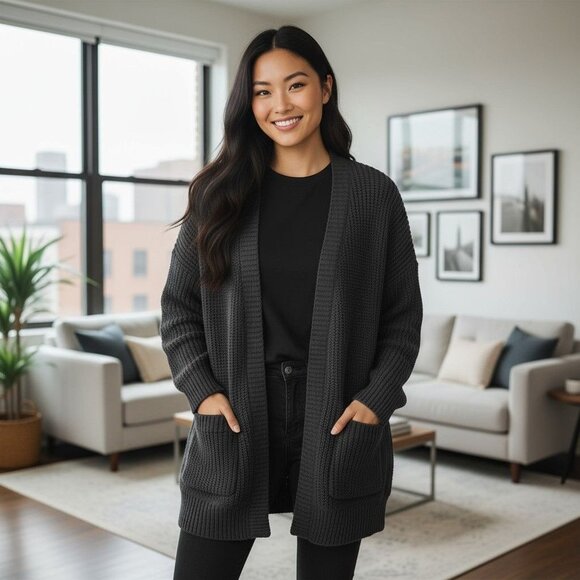 Women's Black Wild Fable Knitted Cardigan Size Small -NWT - Picture 1 of 15
